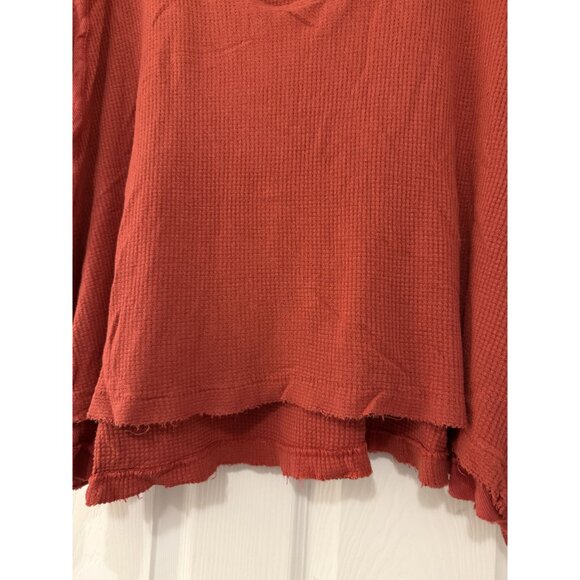 Free People We The Free Catalina Orange Oversized Thermal Long Sleeve Top boho - Picture 2 of 9